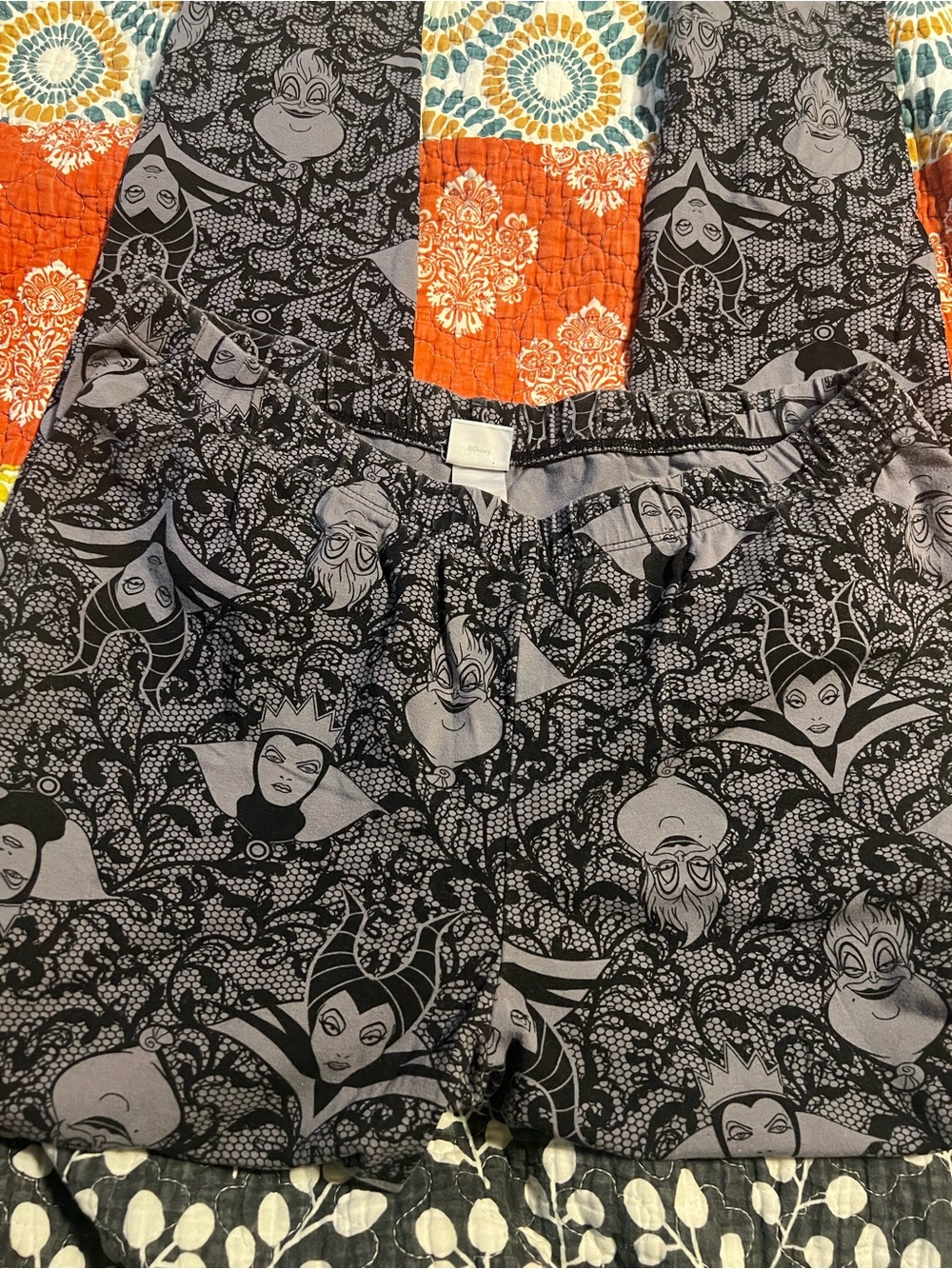 Disney Black and Gray Lace-Print Shorts